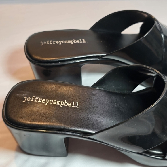 Jeffrey Campbell Black Bubblegum Block Heels Platform Rubber Plastic, Sz 7 - Picture 4 of 8